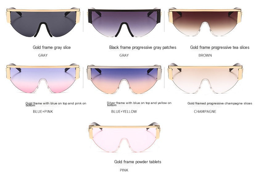 Retro Half-Frame Pilot Sunglasses (One Pair)