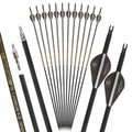 wolfman 31" Pure Carbon Arrows Archery Practice Hunting Arrows Spine 300 350 400 500 600 with Removable Tips Targeting Arrows for Compound & Recurve & Long Bow 6/12pcs (12 Brown Spine 600)