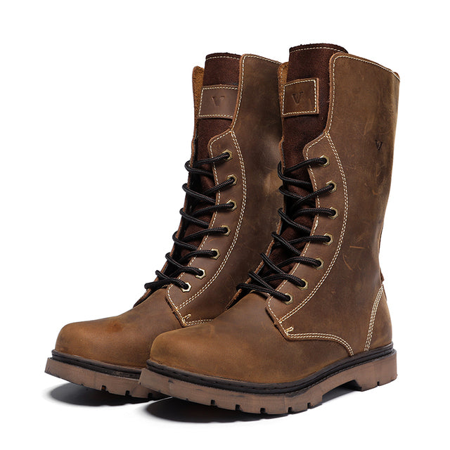 Men's Waterproof Leather Martin Hiking and Combat Boots