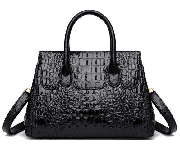 Crocodile Pattern Shoulder and Crossbody Handbag