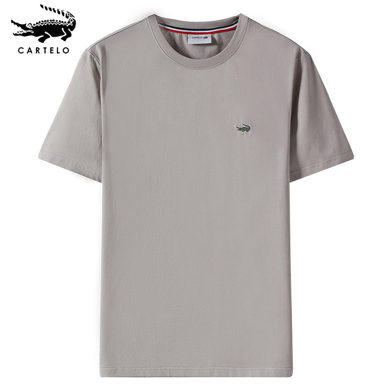 Comfortable Solid Color Cotton Crew Neck T-Shirt