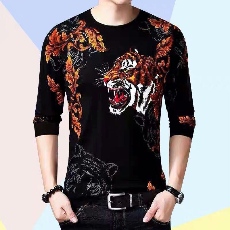 Men's 3D Printed Dragon Tiger Long Sleeve T-Shirt