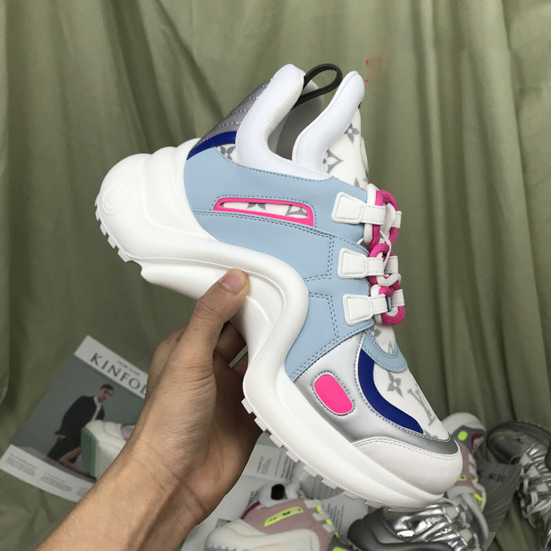2020 New Women's Dad Shoes - Leather Thick Sole Sneakers