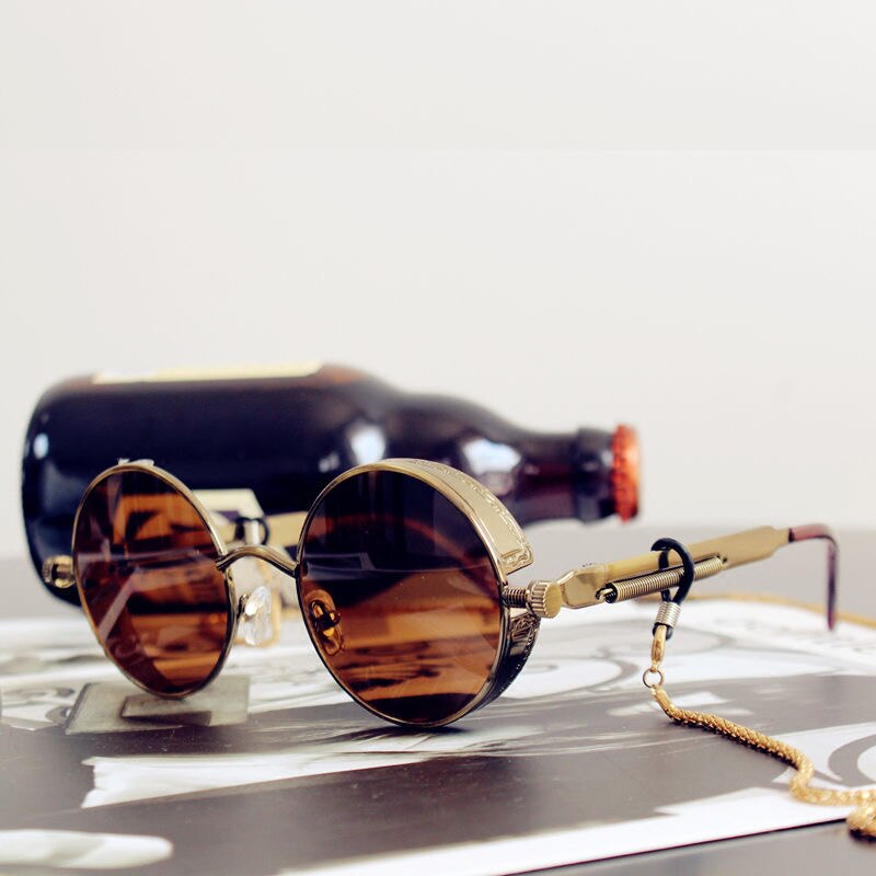 Metal Frame Retro Round Sunglasses for Men and Women