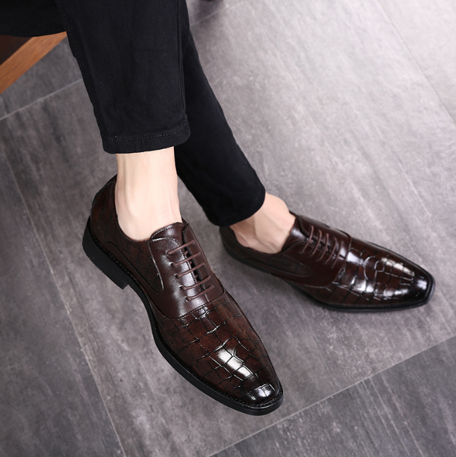 Men's Business Leather Shoes with Crocodile Pattern