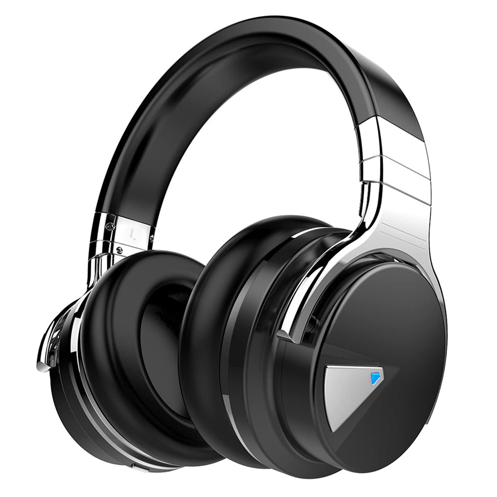 Silensys E7 Active Noise Cancelling Headphones Bluetooth Headphones with Microphone Deep Bass Wireless Headphones Over Ear Comfortable Protein Earpads 30 Hours Playtime for Travel/Work Black