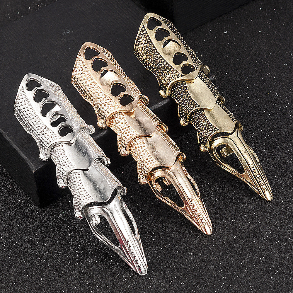 Exaggerated Vintage Punk Gothic Metal Armor Ring