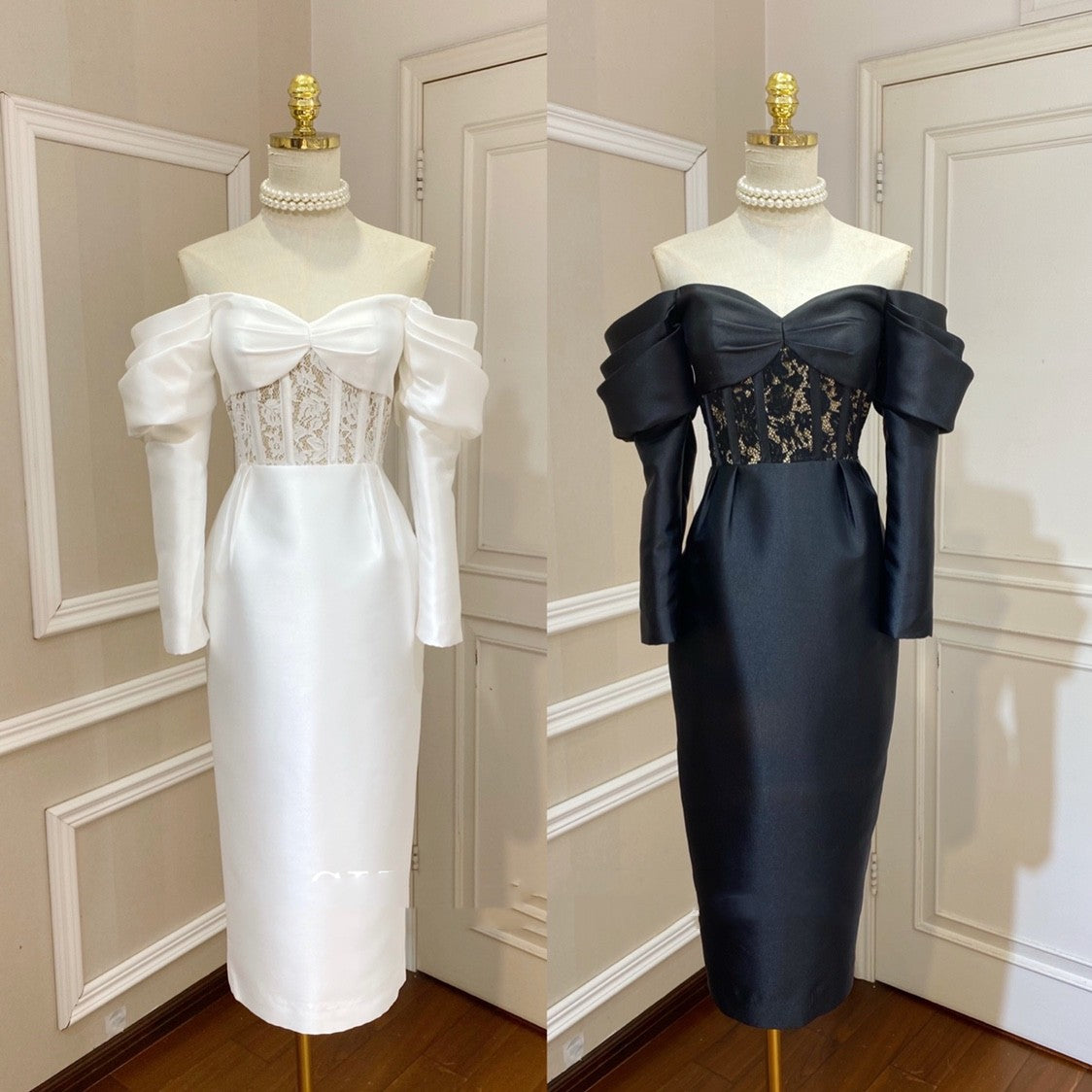 Off Shoulder Bubble Sleeve Bow Dress