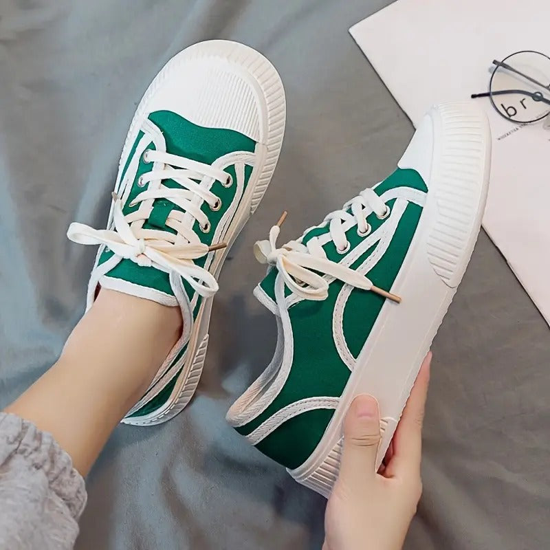 Fashionable Women's Thick-Soled Canvas Sneakers