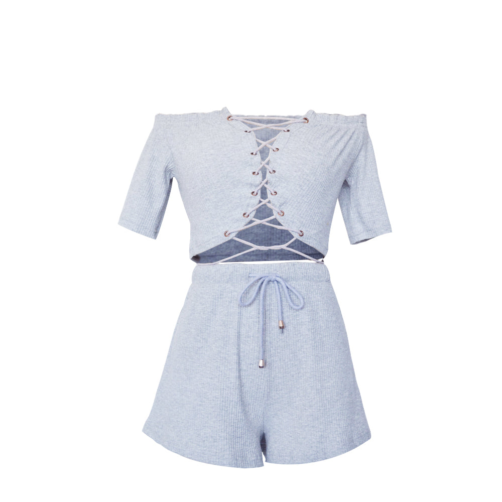 LIVA Women's Off-Shoulder Shorts Set (Two Pieces)