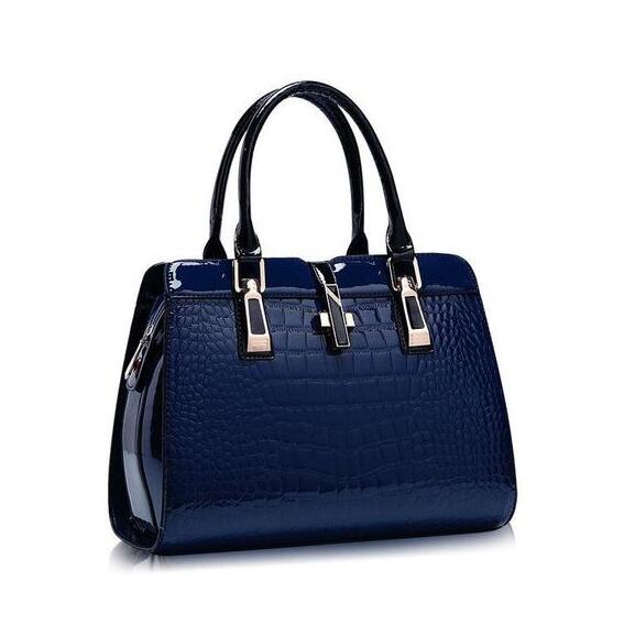 Crocodile Pattern Glossy Handbag