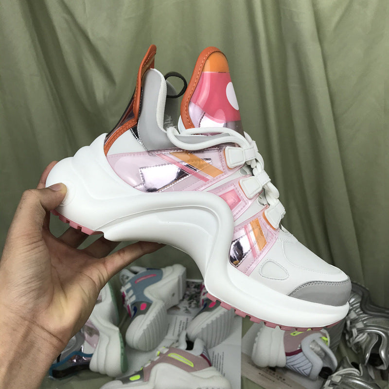 2020 New Women's Dad Shoes - Leather Thick Sole Sneakers