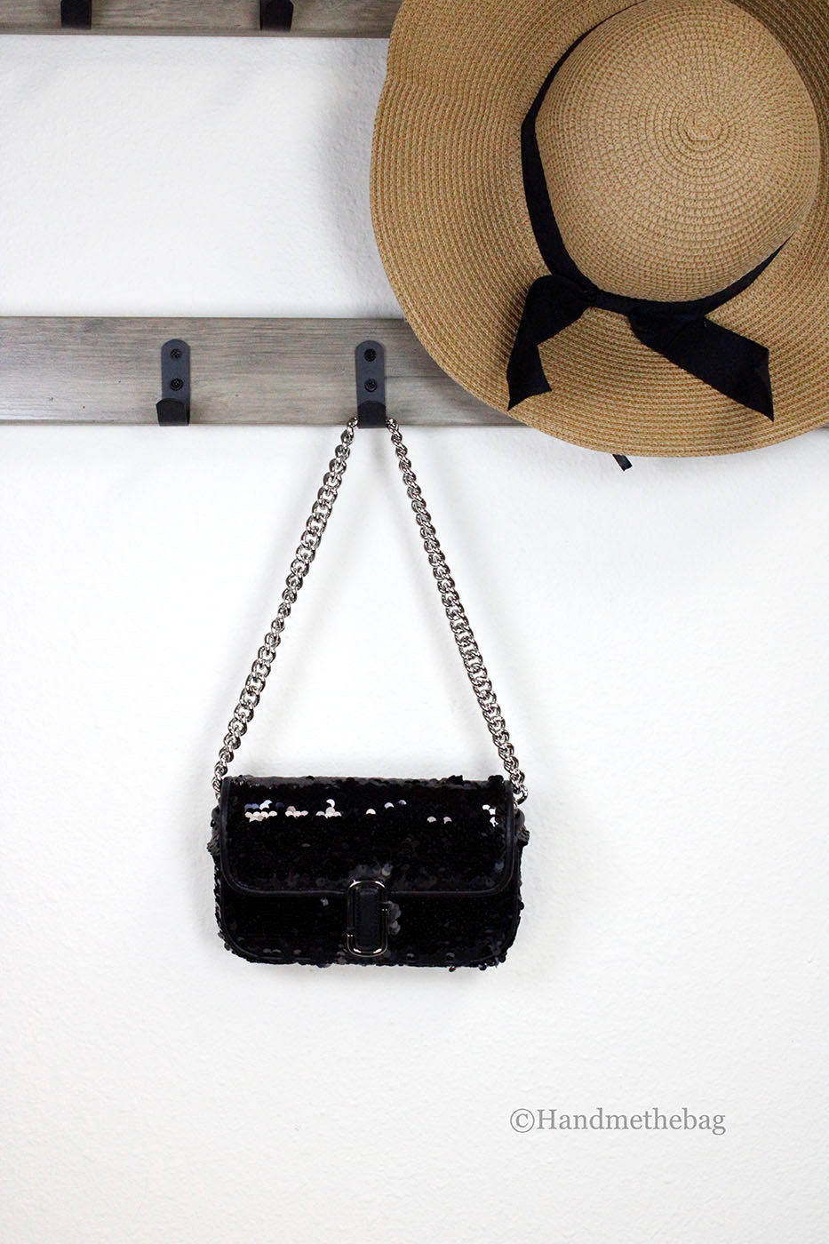 Marc Jacobs The Mini J Marc Shoulder Black Sequined Bag