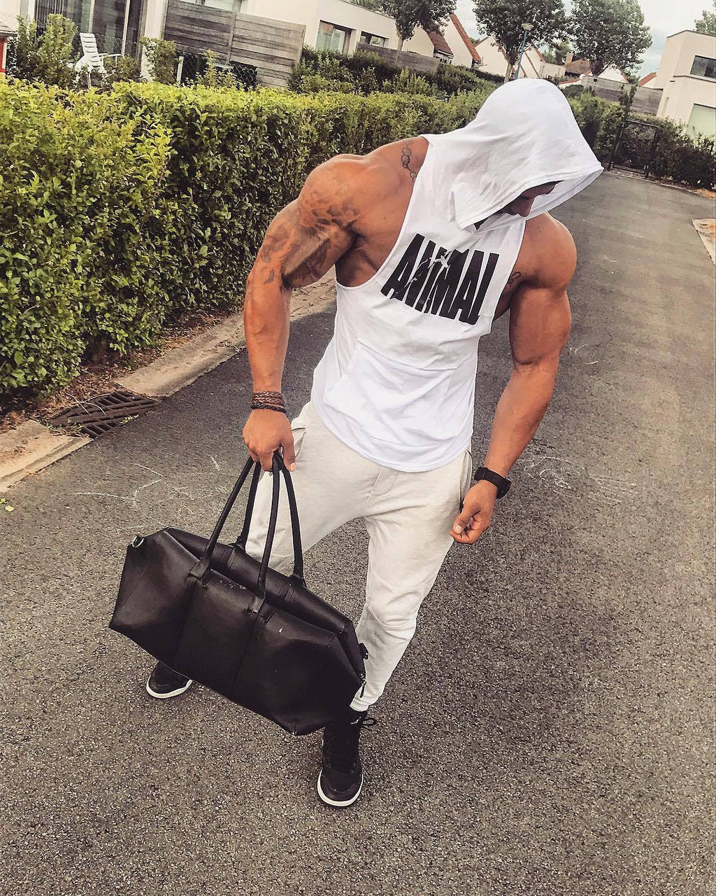 Men's Muscle Training Vest with Hood for Outdoor Sports