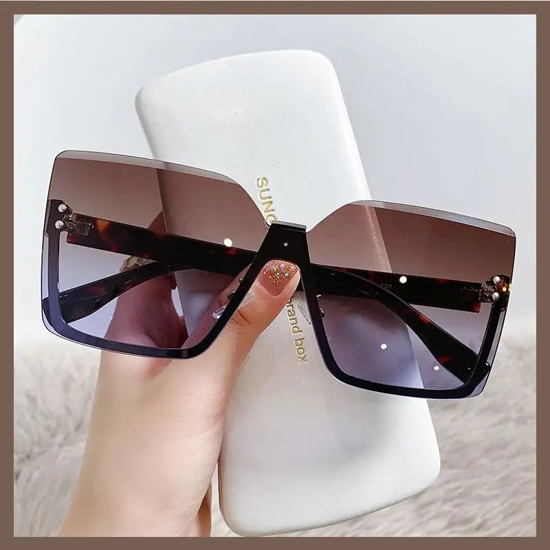 Slim Half-Frame Metal Sunglasses for Women