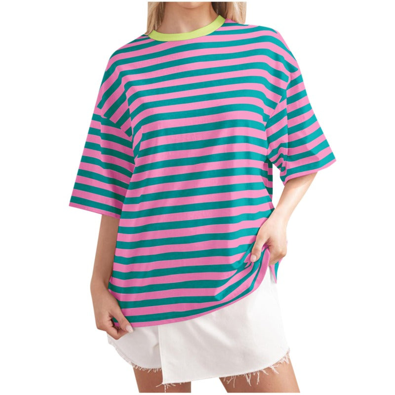 2024 Women's Summer Casual Striped Print T-Shirt