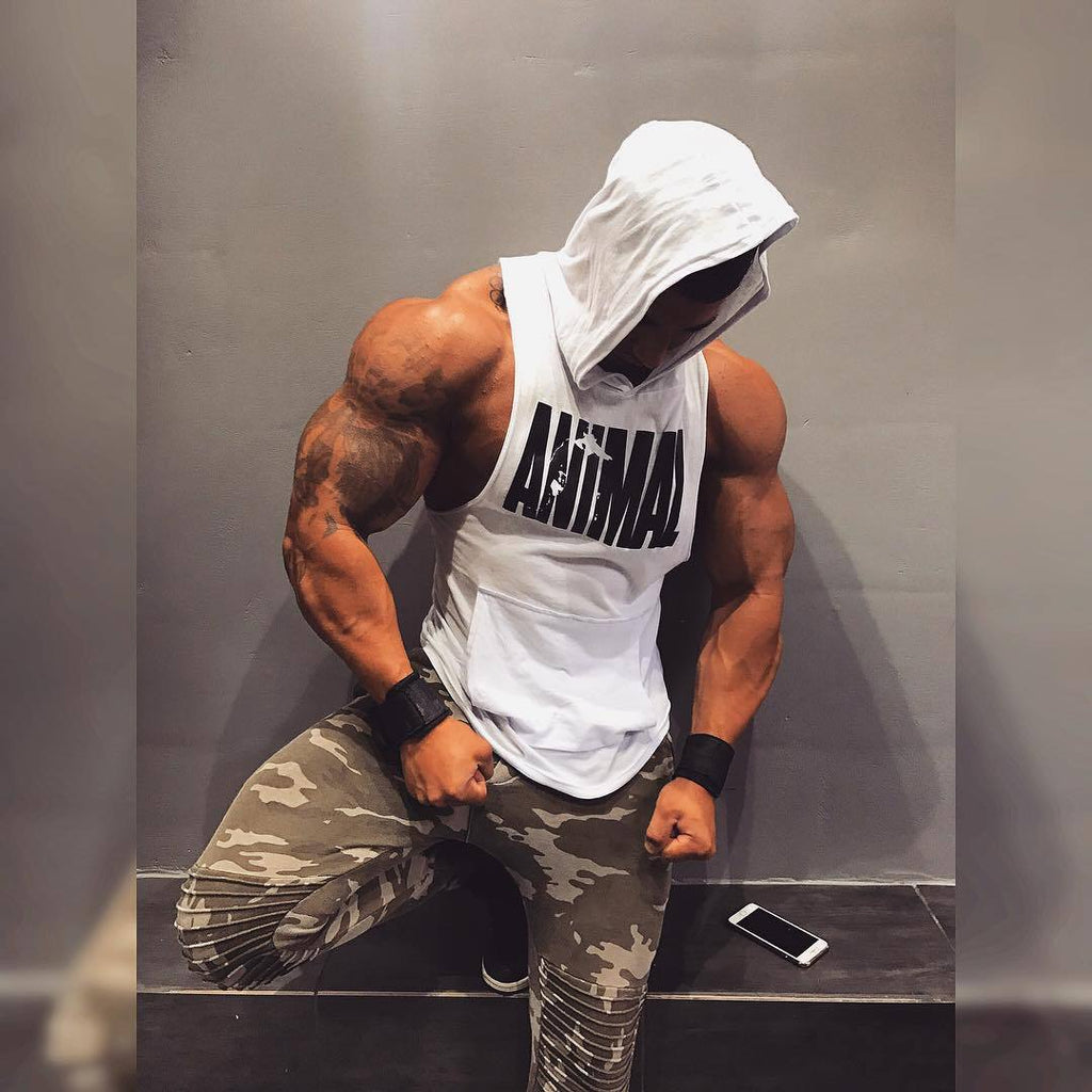 Men's Muscle Training Vest with Hood for Outdoor Sports