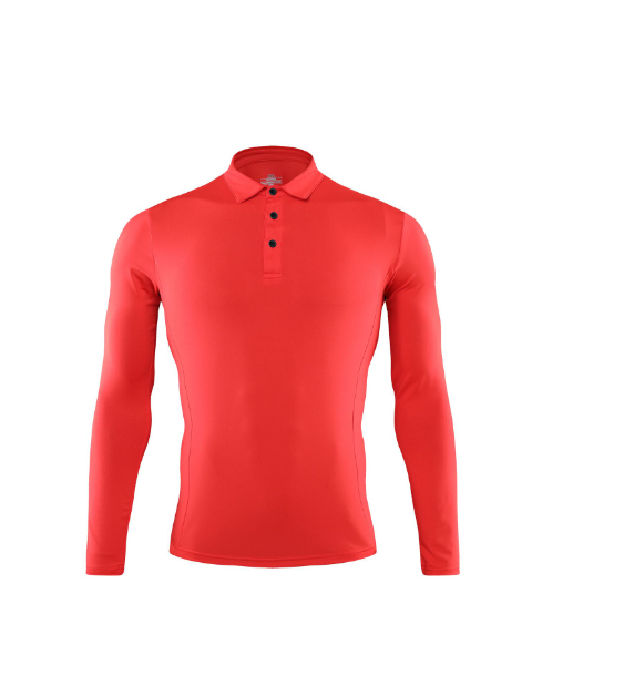 Men's Athletic Long Sleeve Polo Shirt - Quick Dry Fitness