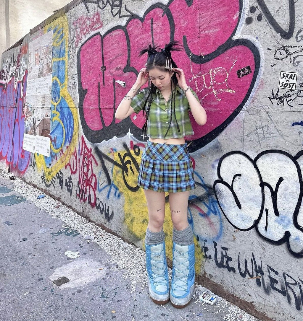 Women's High Waist Pleated A-Line Short Skirt
