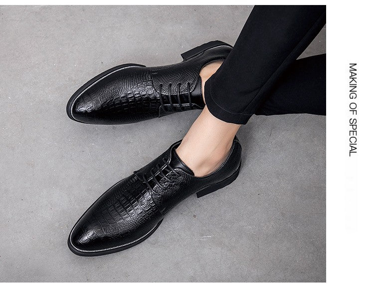 Men's Black Crocodile Pattern Dress Shoes (Business Style)