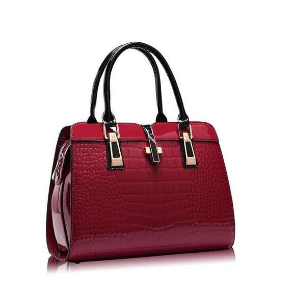 Crocodile Pattern Glossy Handbag
