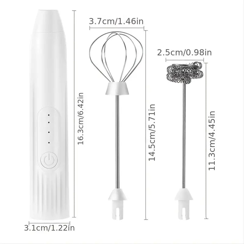 Rechargeable Electric Handheld Milk Frother with 2 Whisks