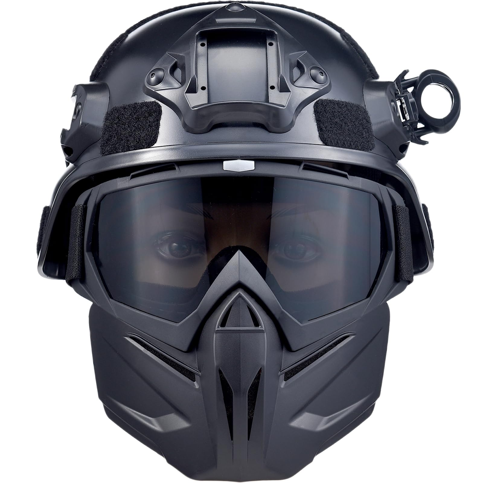 Airsoft Helmet Mask Paintball Helmet MaskFull Face Tactical Helmet MaskDetachable Adjustable Military Tactical Helmet Mask (BH-Black Lens)