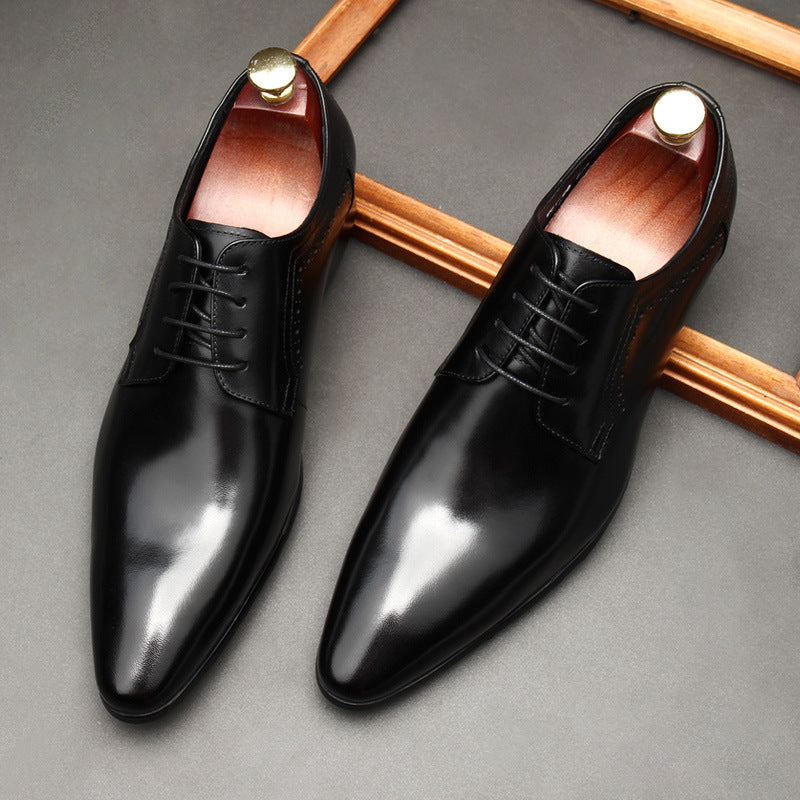 Men's Black Lace-up Formal Leather Shoes