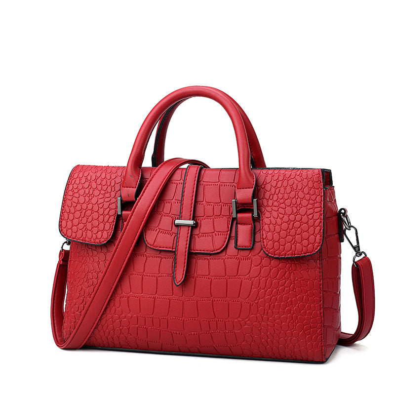 Crocodile Pattern Shoulder and Crossbody Handbag