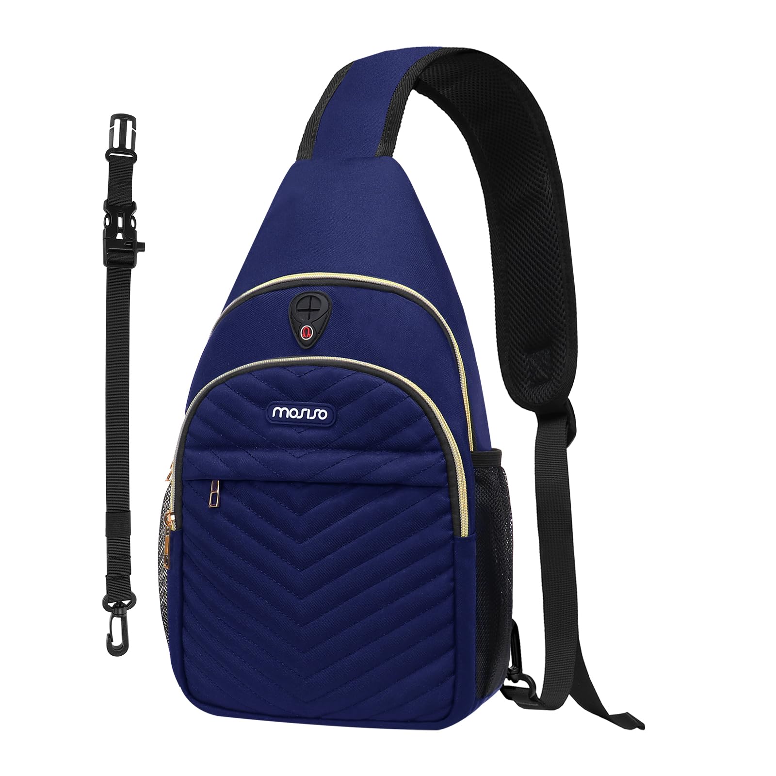 MOSISO Sling Backpack Small Hiking Daypack Quilted Crossbody Sling Bag with Removable Strap One Shoulder Chest Bag Navy Blue