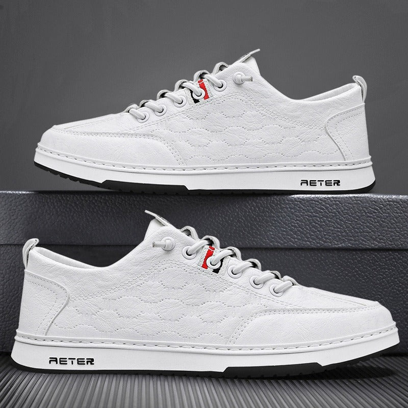 Trendy Slip-On Men's Casual Leather Sneakers for Autumn