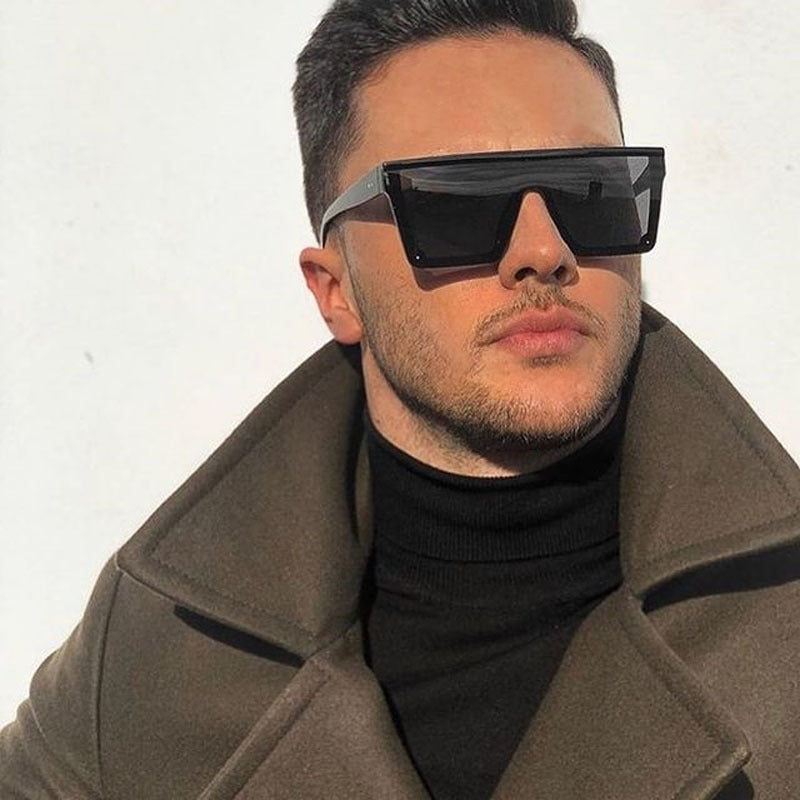 Oversized Black Square Sunglasses for Men and Women