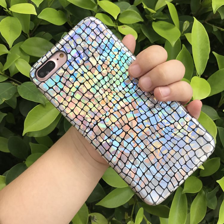 Iridescent Crocodile Pattern Silicone Phone Case