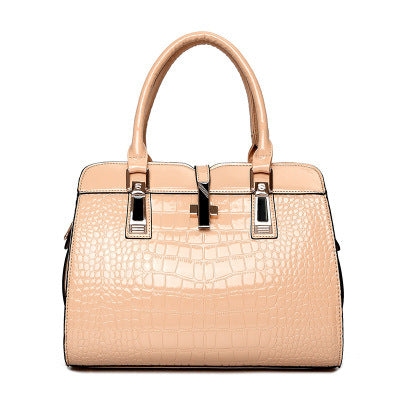 Crocodile Pattern Patent Leather Handbag