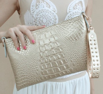 Crocodile Pattern Women's Leather Clutch Bag