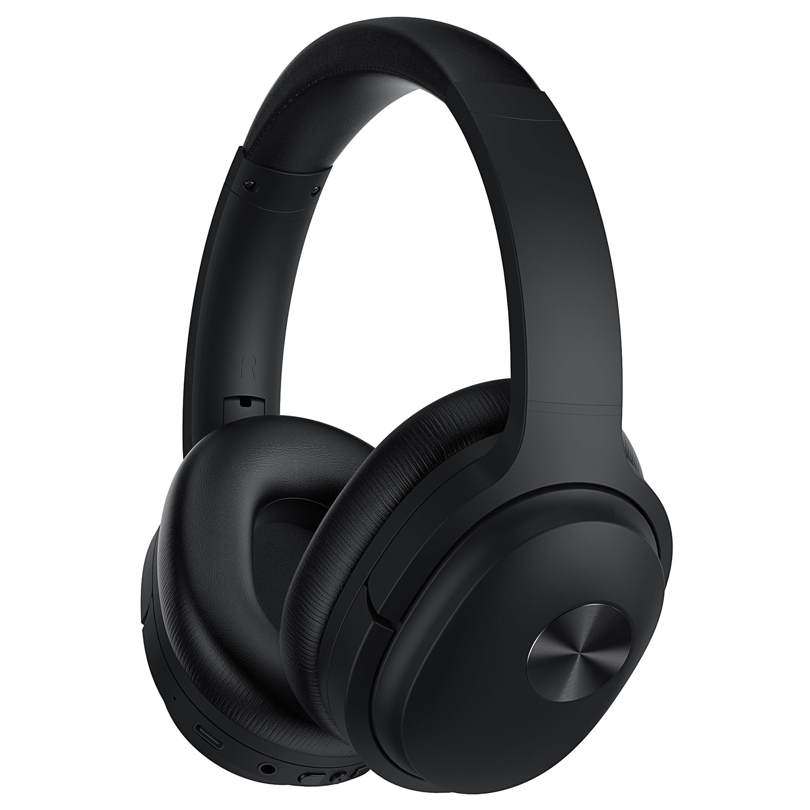 vibeadio SE7 Active Noise Cancelling Headphones Bluetooth Headphones with Microphone Wireless Headphones Over Ear Deep Bass Comfortable Protein Earpads 30 Hours Playtime for Travel/Work Black