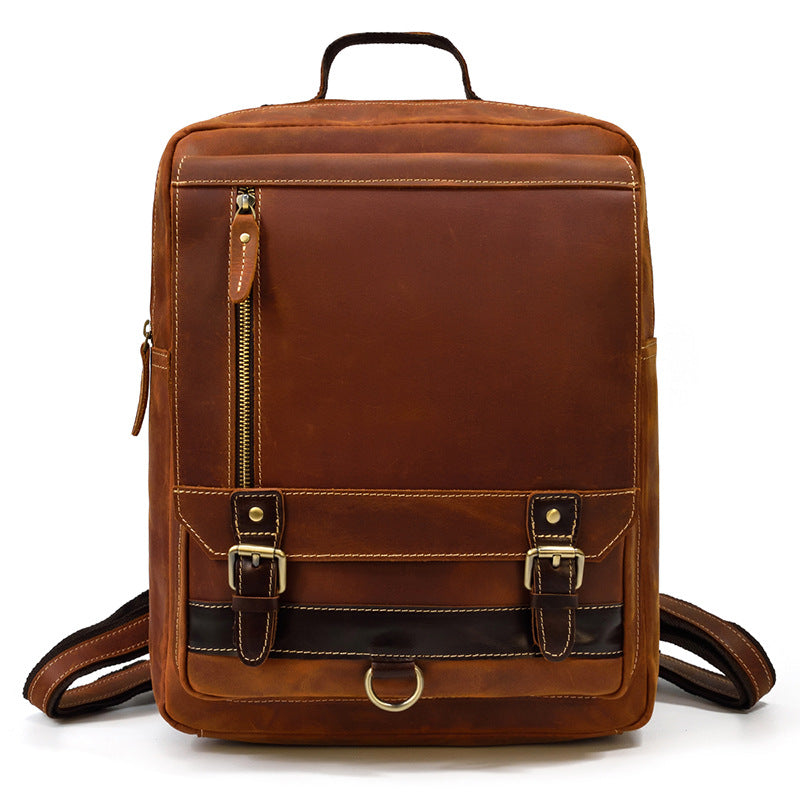 Retro Men's Leather Backpack for School and Travel