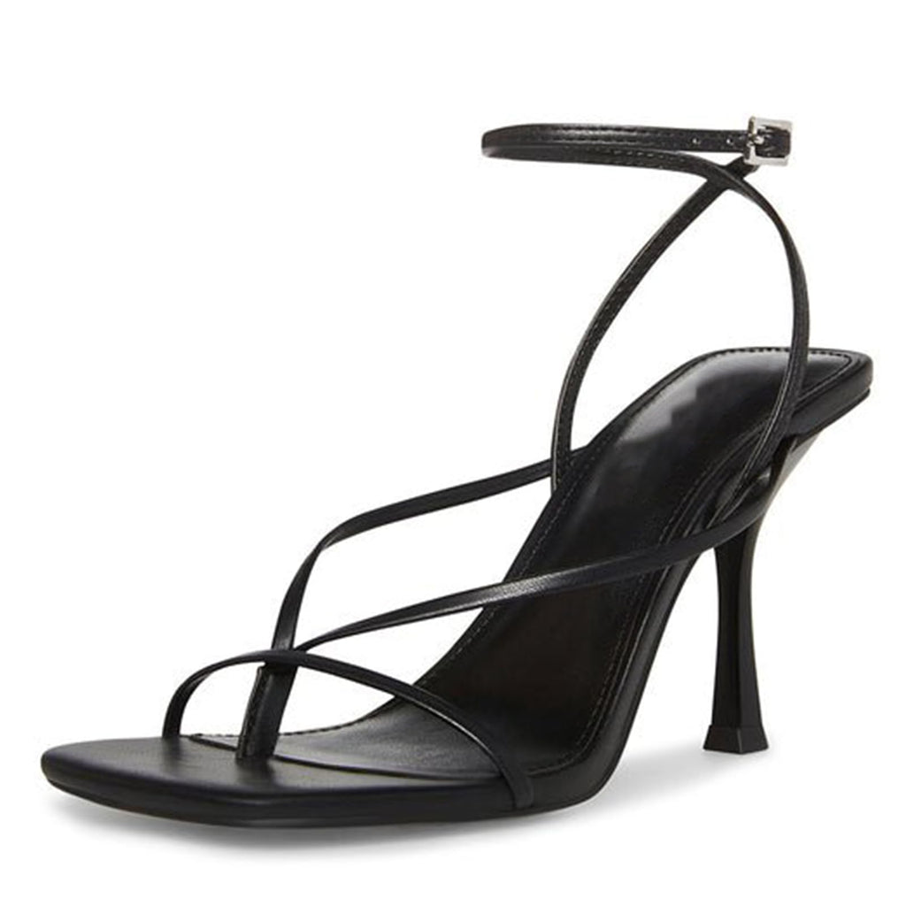 olomisa Strappy Heels for Women Square Toe Thong Heels Ankle Strap Stiletto Heeled Sandals