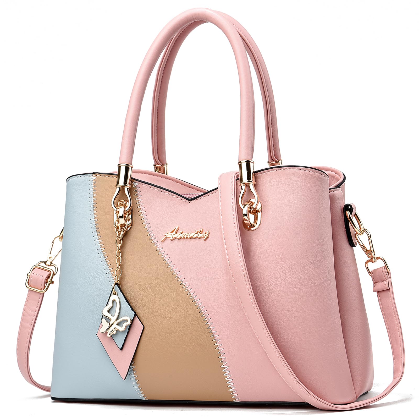 DAINAOTM Purses and Handbags for Women Tote PU Leather Ladies Satchel Top Handle Crossbody Shoulder Bag