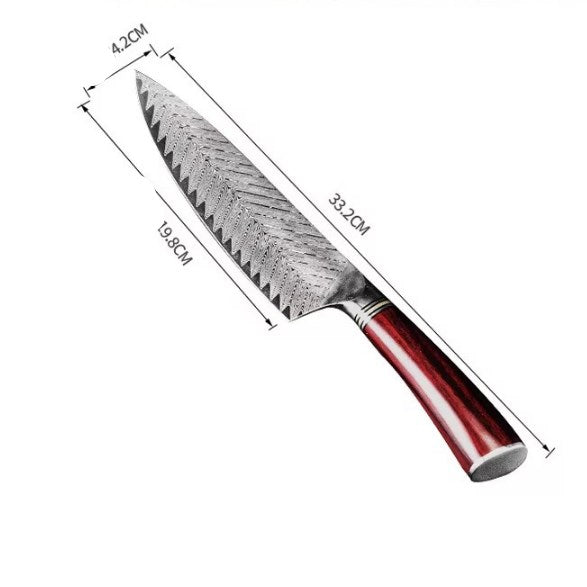Damascus 67-Layer Steel Chef Knife with Color Wood Handle