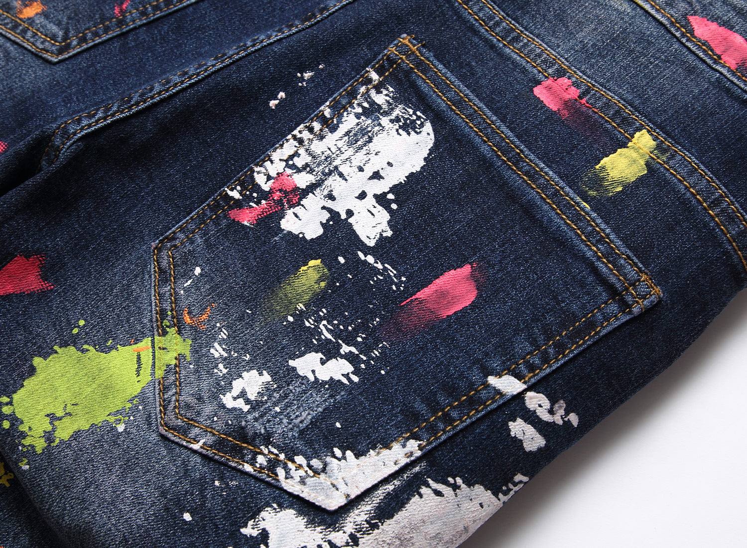 Men's Contrast Patch Slim Fit Fashion Jeans