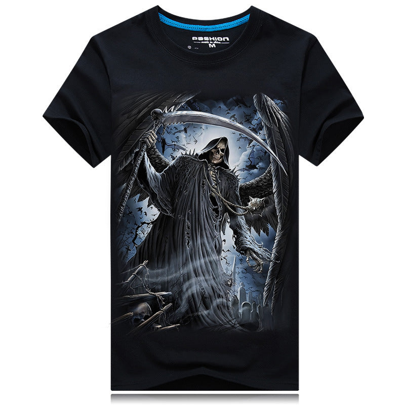 3D Printed Men's Short Sleeve T-Shirt with Skull Design