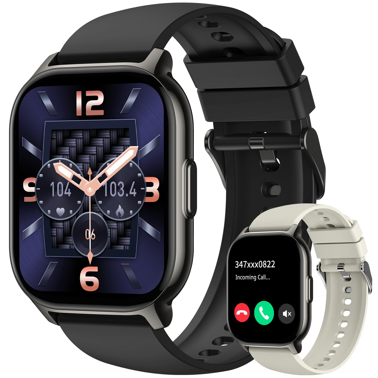 Smart Watch for Men Women Fitness: Make/Answer Call Smart Watches for Men Digital Mens Watches Running Waterproof Smartwatch Android Phones iPhone Samsung Compatible Heart Rate Monitor Step Tracker