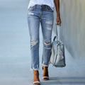 Slim Fit Distressed Frayed Denim Jeans (One Piece)