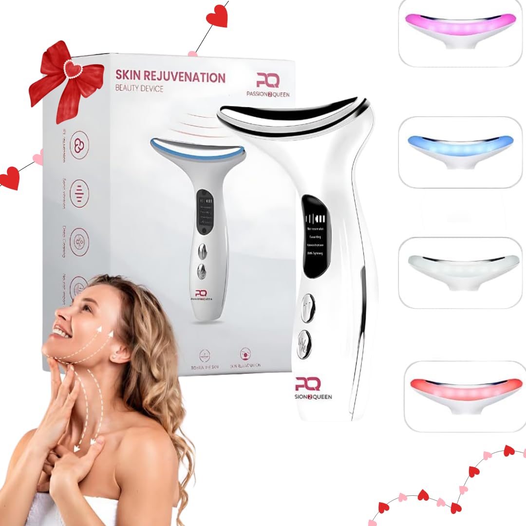 Passion 2 Queen Neck and Face Beauty Device | Vibration Face Massager | 3-in-1 Facial Sculpting Tool for Thermals and Skin Care Medium White