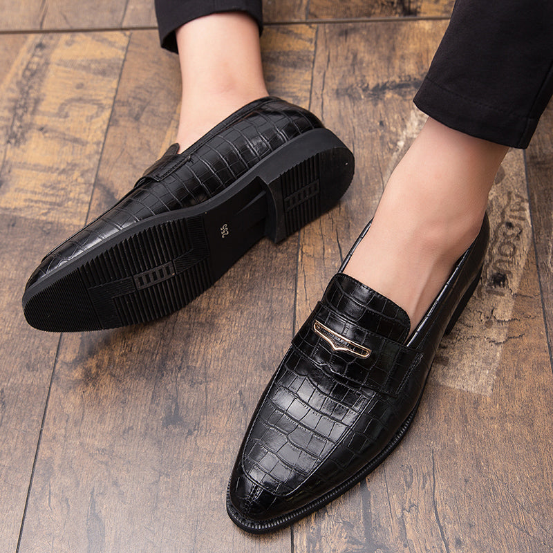 Men's Casual Low-Top Dress Shoes with Crocodile Pattern