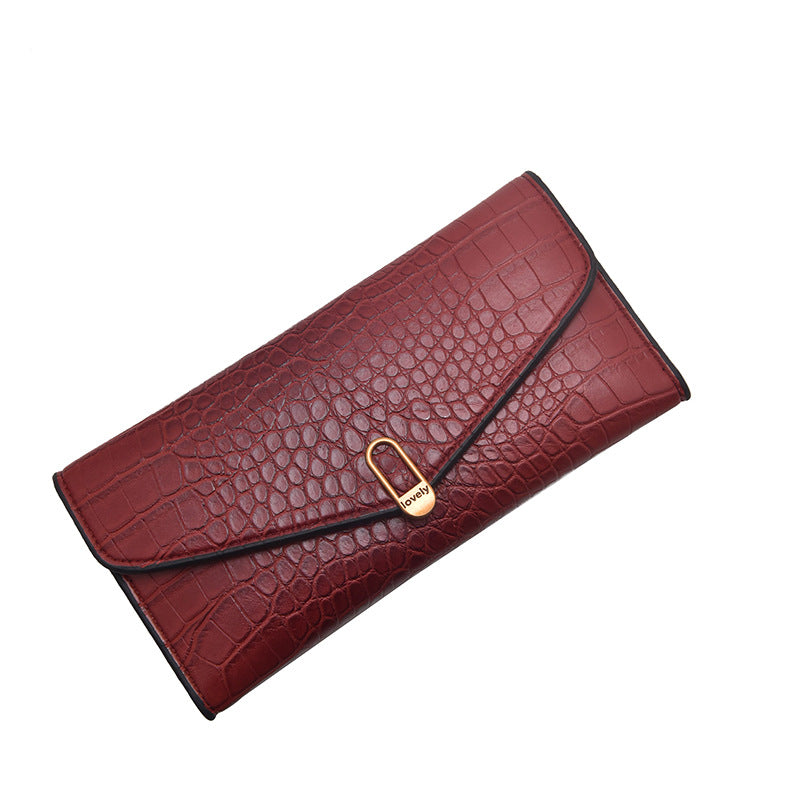 Korean Style Crocodile Pattern Long Wallet