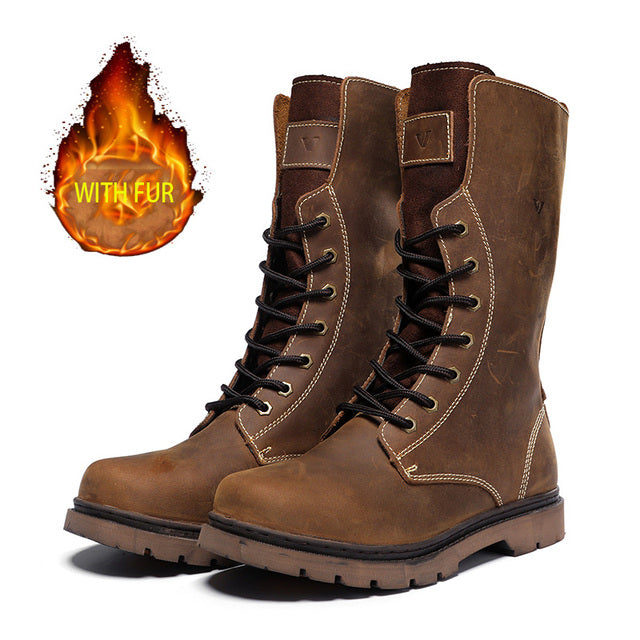 Men's Waterproof Leather Martin Hiking and Combat Boots