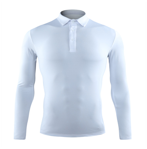 Men's Athletic Long Sleeve Polo Shirt - Quick Dry Fitness