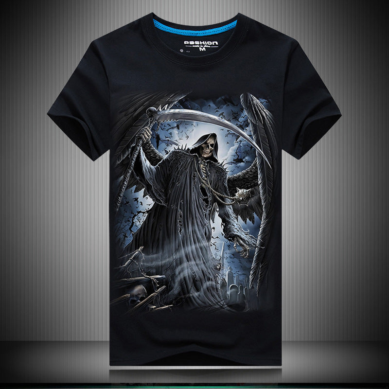 3D Printed Men's Short Sleeve T-Shirt with Skull Design